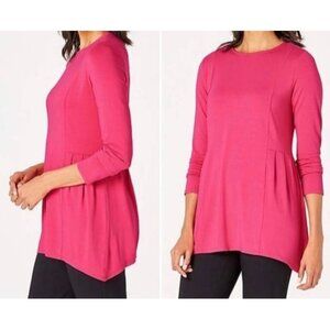 J.Jill Wearever Womens Pink 3/4 Sleeve Tunic Asymmetrical Hem top lightweight